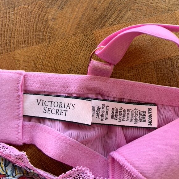 Victoria's Secret Dream Angels Wicked Unlined Bra Set - Floral Pink 34DDD + M - Picture 3 of 4